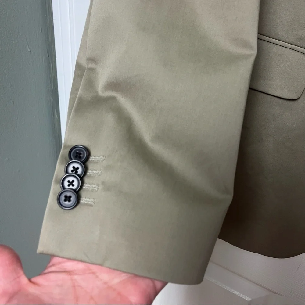 Banana Republic Sport Coat Blazer Cotton Khaki Tan Slim Fit Stretch Men’s 44R‎